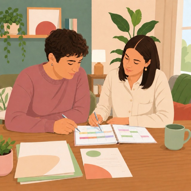 educatrice-specialisee-adulte-autiste-toulouse-quotidien Adulte autiste accompagné par une éducatrice spécialisée pour organiser son quotidien à Toulouse.